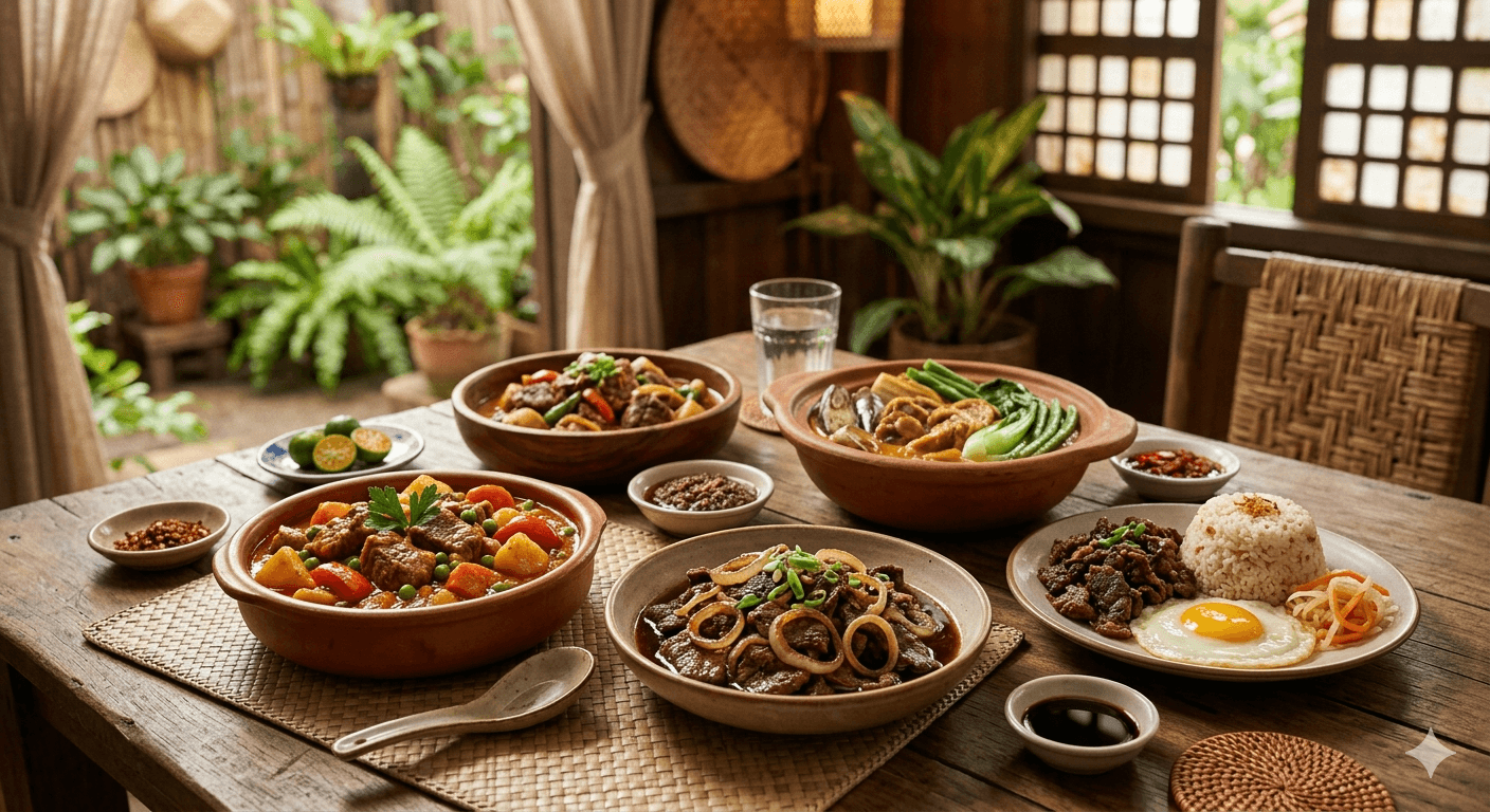 A photo of group of filipino beef dishes