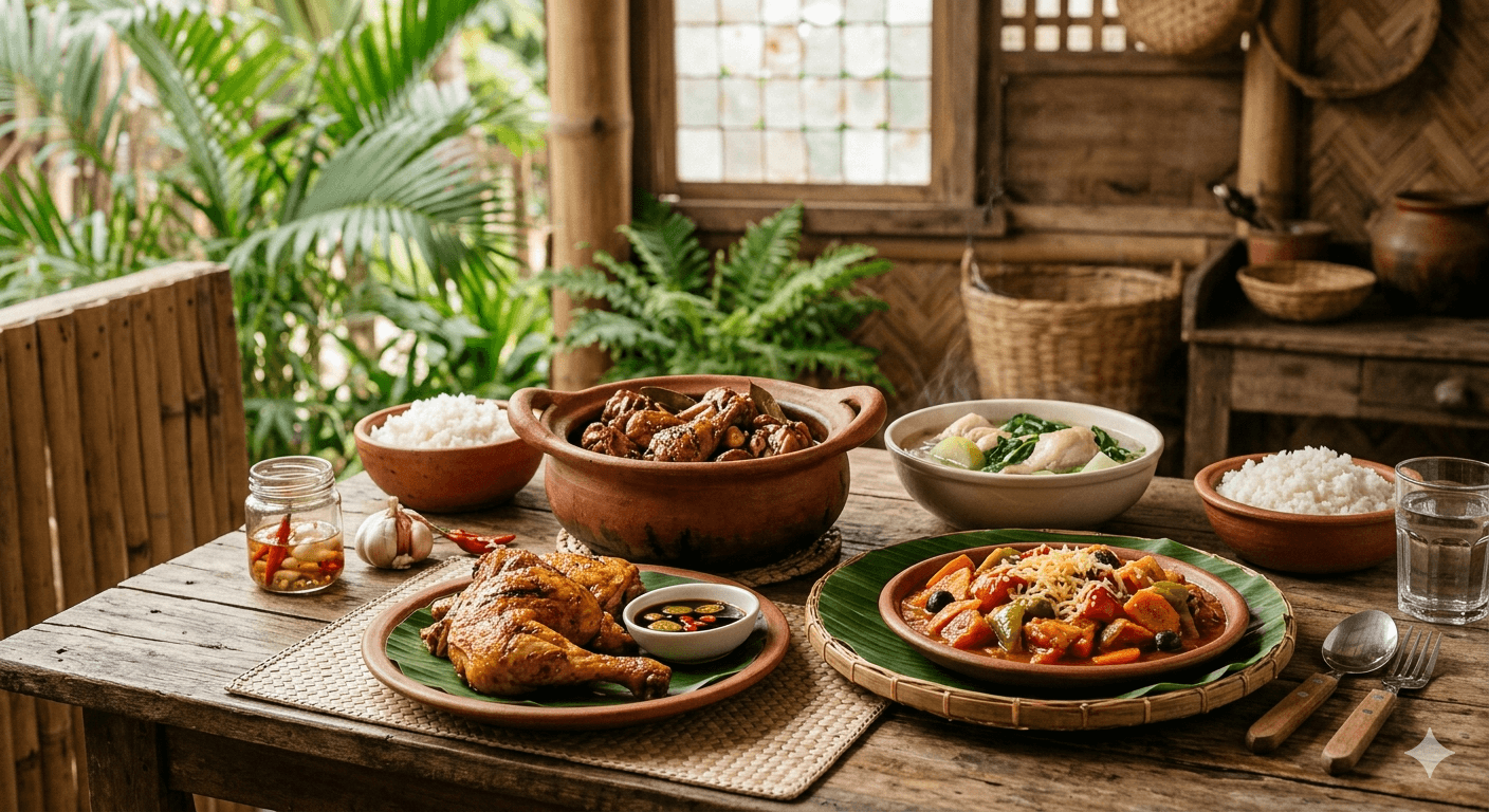 A photo of group of filipino chicken dishes